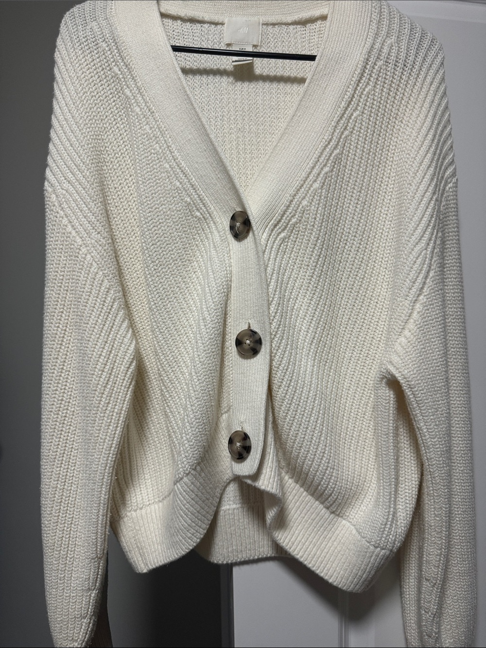 H&M Cream Chunky Knit Button Cardigan